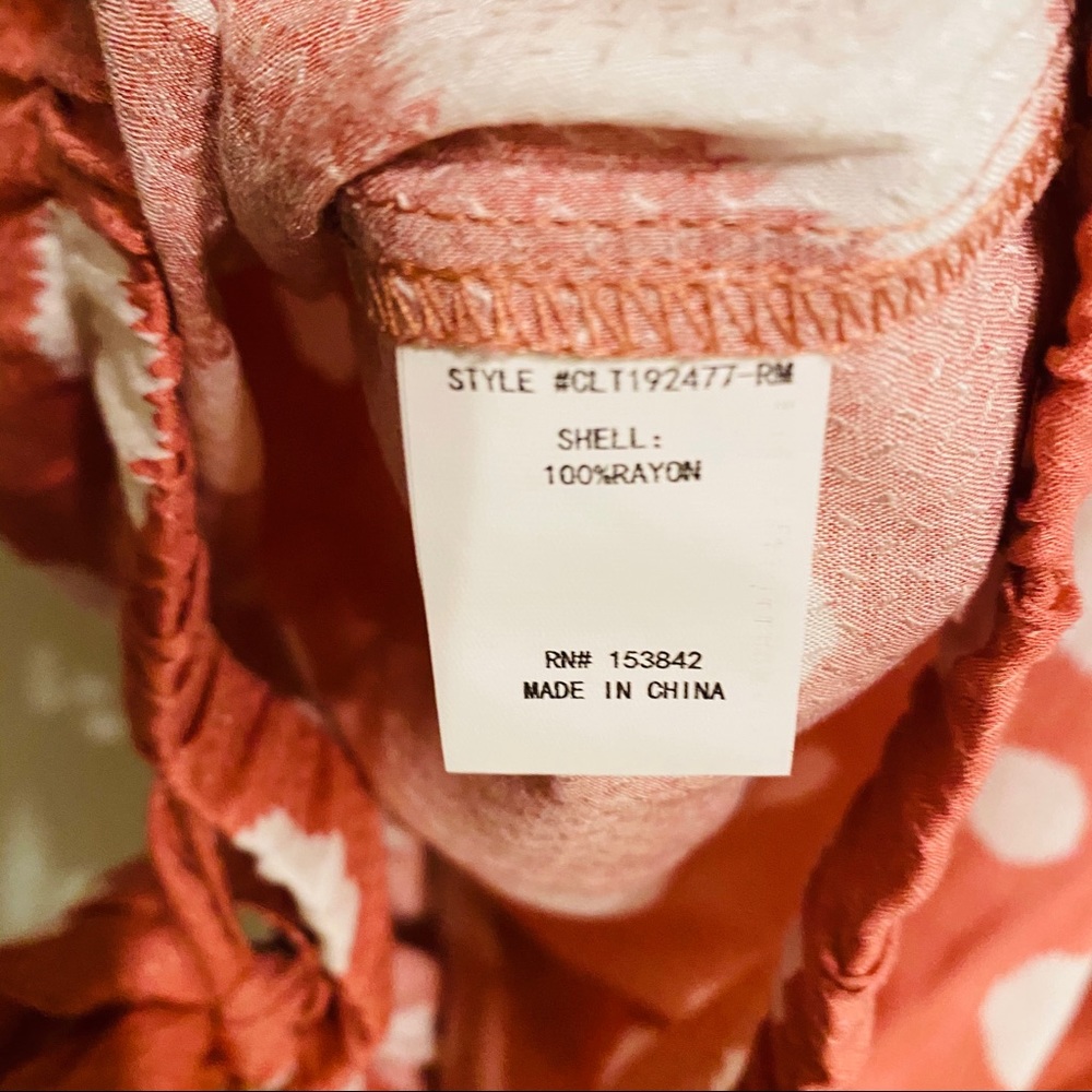 Melloday | Polka Dot Drawstring Hem Blouse Mauve - Picture 6 of 6
